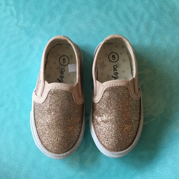 Cat & Jack Rose Gold Peachy Glitter Sneakers - Picture 3 of 3
